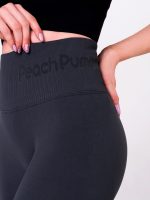 Women's High Waisted Port Leggings in Grey for Fitness Peach Pump Print