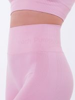 Dámské sportovní legíny růžové barvy s logem Peach Pump na pásku