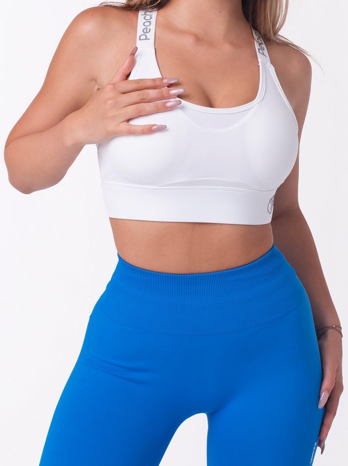 Bijeli push-up sportski grudnjak Peach Pump s križnim leđima i kopčanjem na više razina