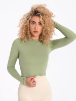 Ženska zelena sportska bluza uz tijelo dugih rukava